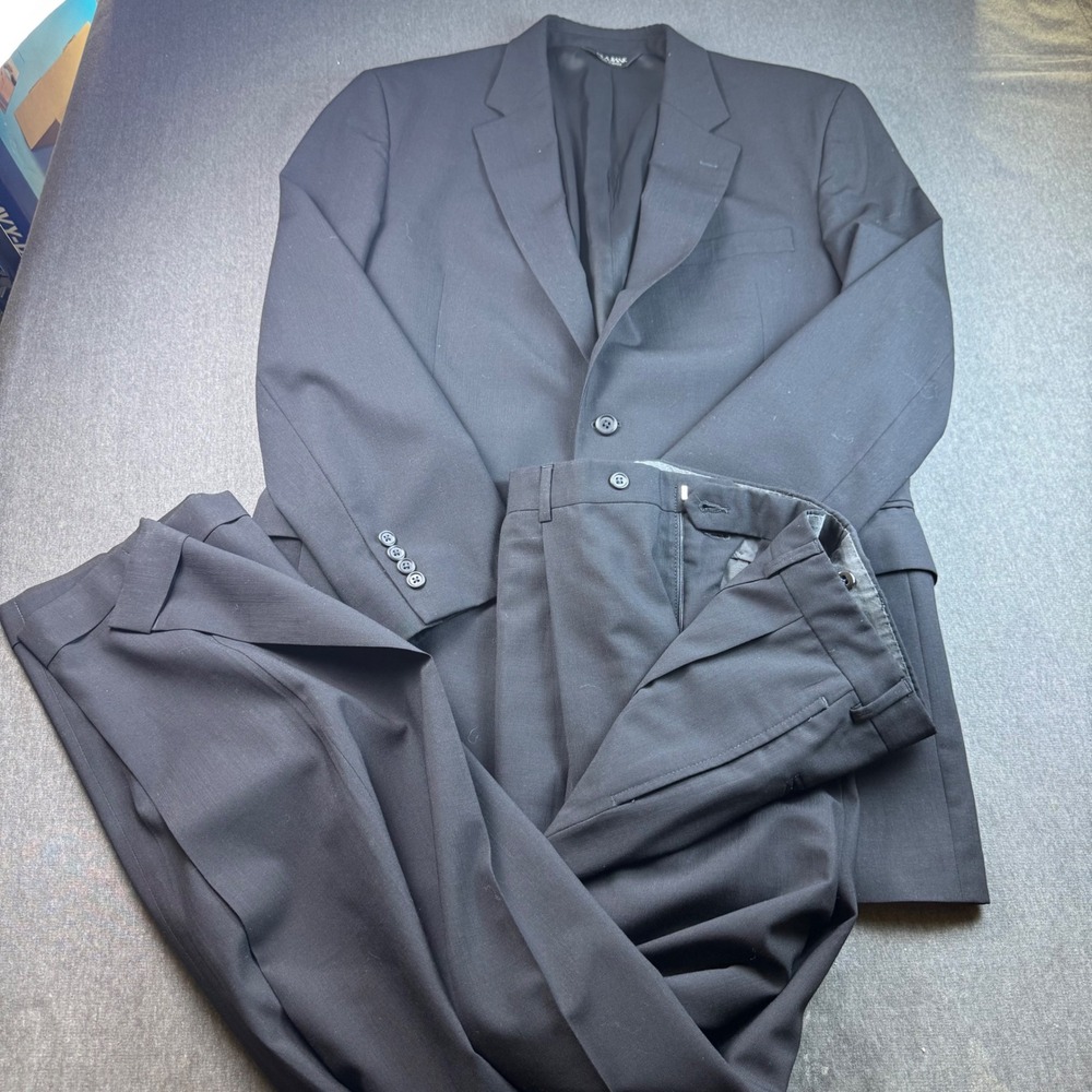 JOS A BANK Men's Black Wool Suit Jacket 42L and Pants Size 34 w 29L